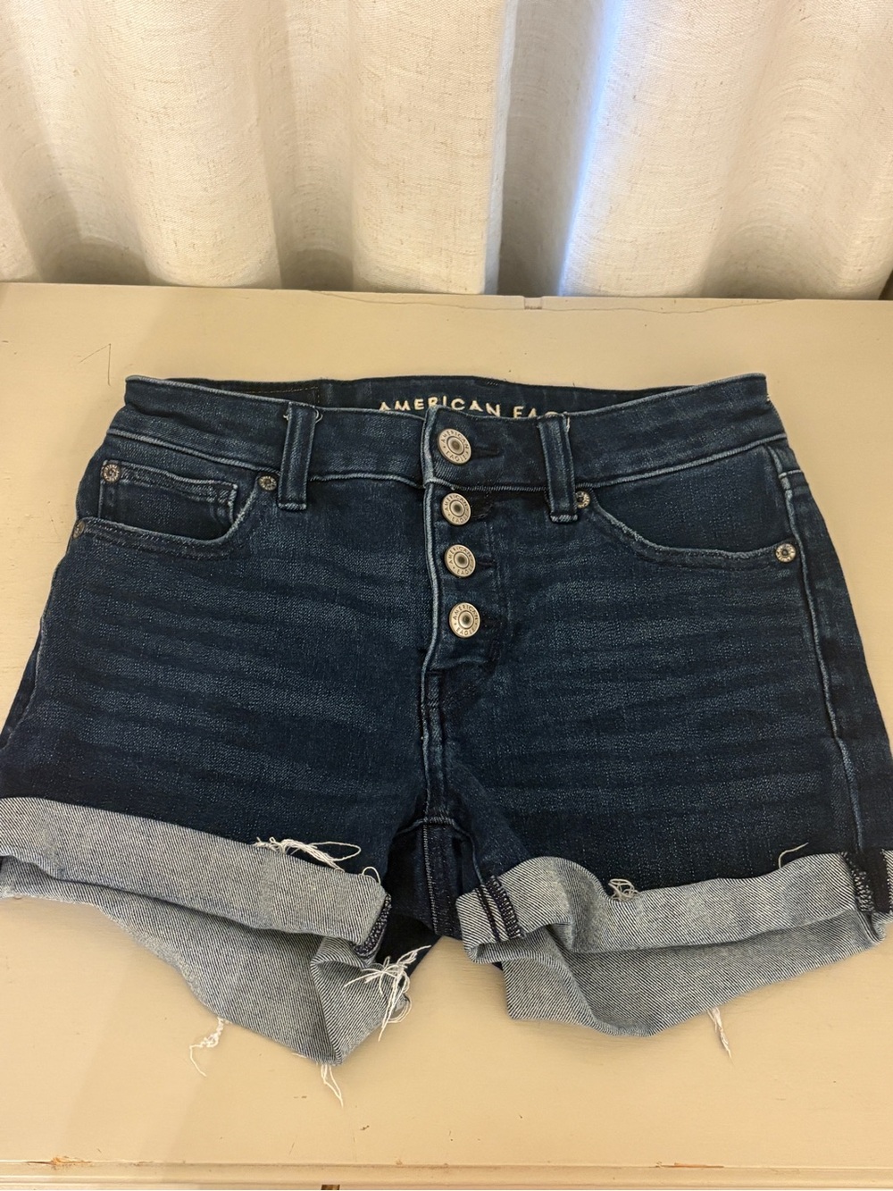 AE The Dream Short Button Fly Dark Wash Shorts 2